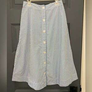 Striped A-line Midi Skirt